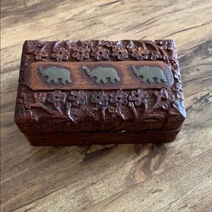 Wood Box with Elephants